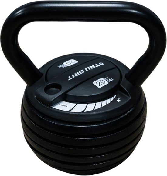 Tru Grit - 40 or 20 lb Adjustable Kettlebell - Black